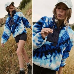 Free People Hit The Slopes Printed Pullover in Ocean Tie Dye Combo